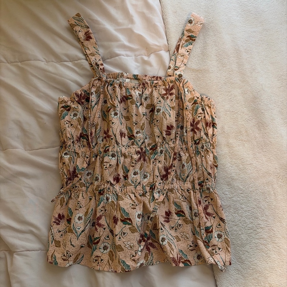 Universal Thread Floral Camisole in Tan and Green